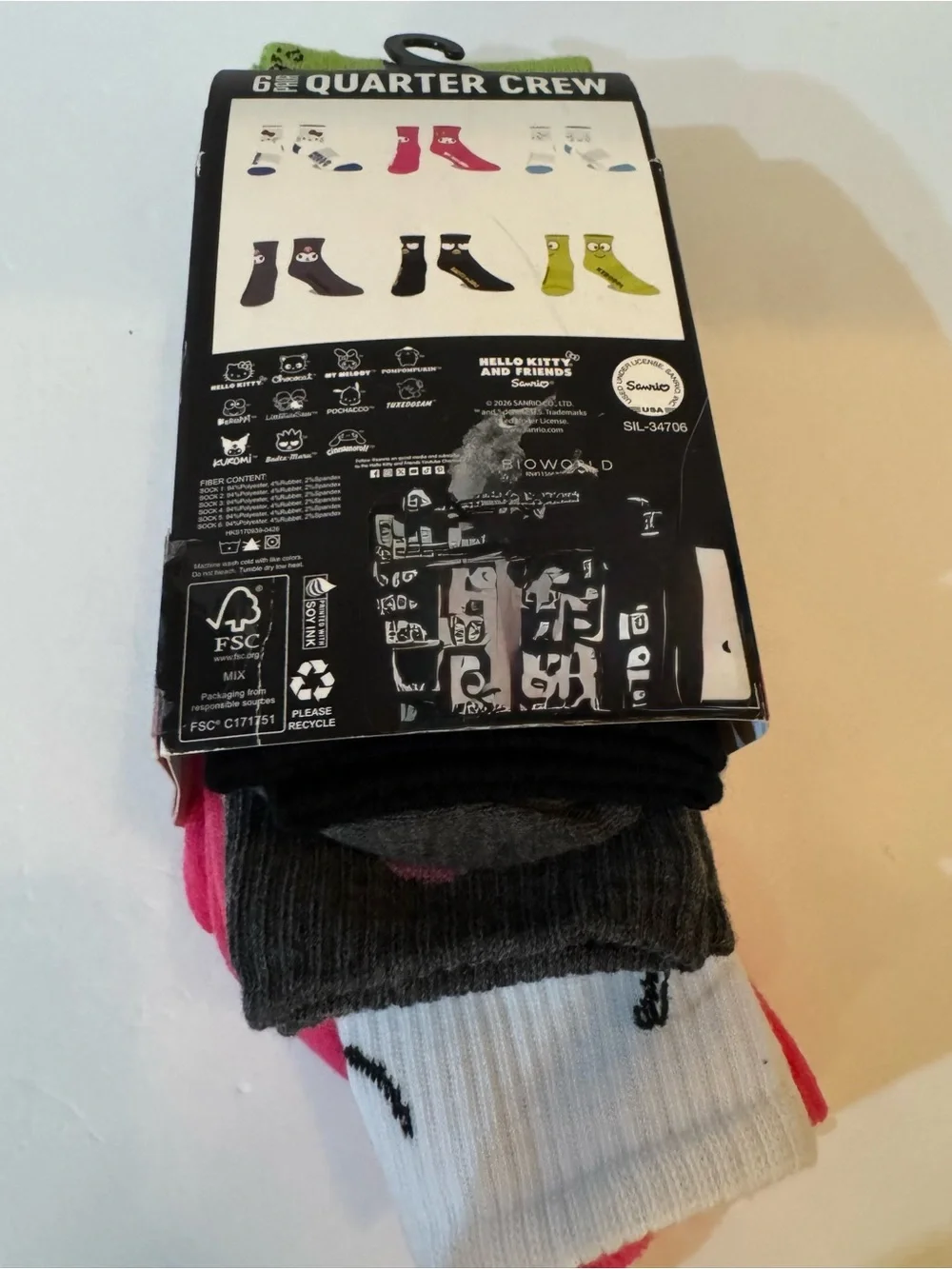 Hello Kitty Men's Quarter Crew Ankle Socks, 5-Pack, Shoe Sizes 8-12